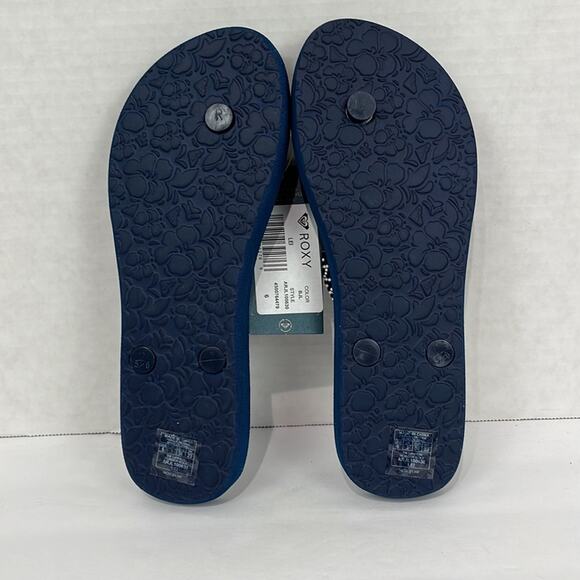 Roxy Lei Blue Flip Flops Women's Size 6 Blue Straps with White & Blue Dots - Picture 4 of 6